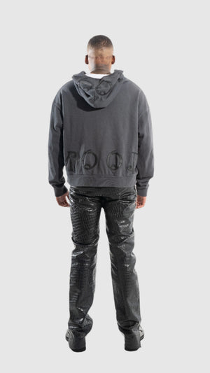LEATHER PATCH HOODIE