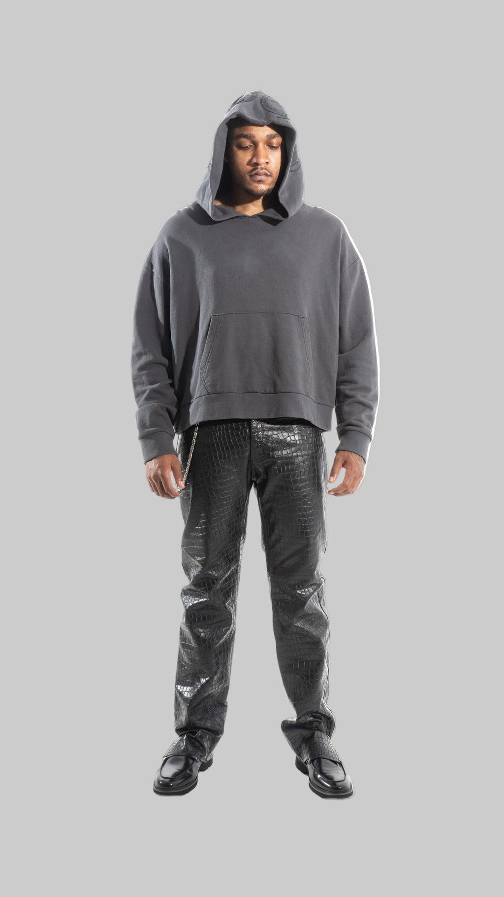 LEATHER PATCH HOODIE