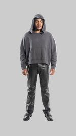 LEATHER PATCH HOODIE