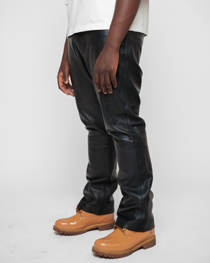 LEATHER FLARE PANTS
