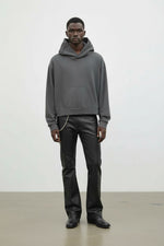 LEATHER PATCH HOODIE